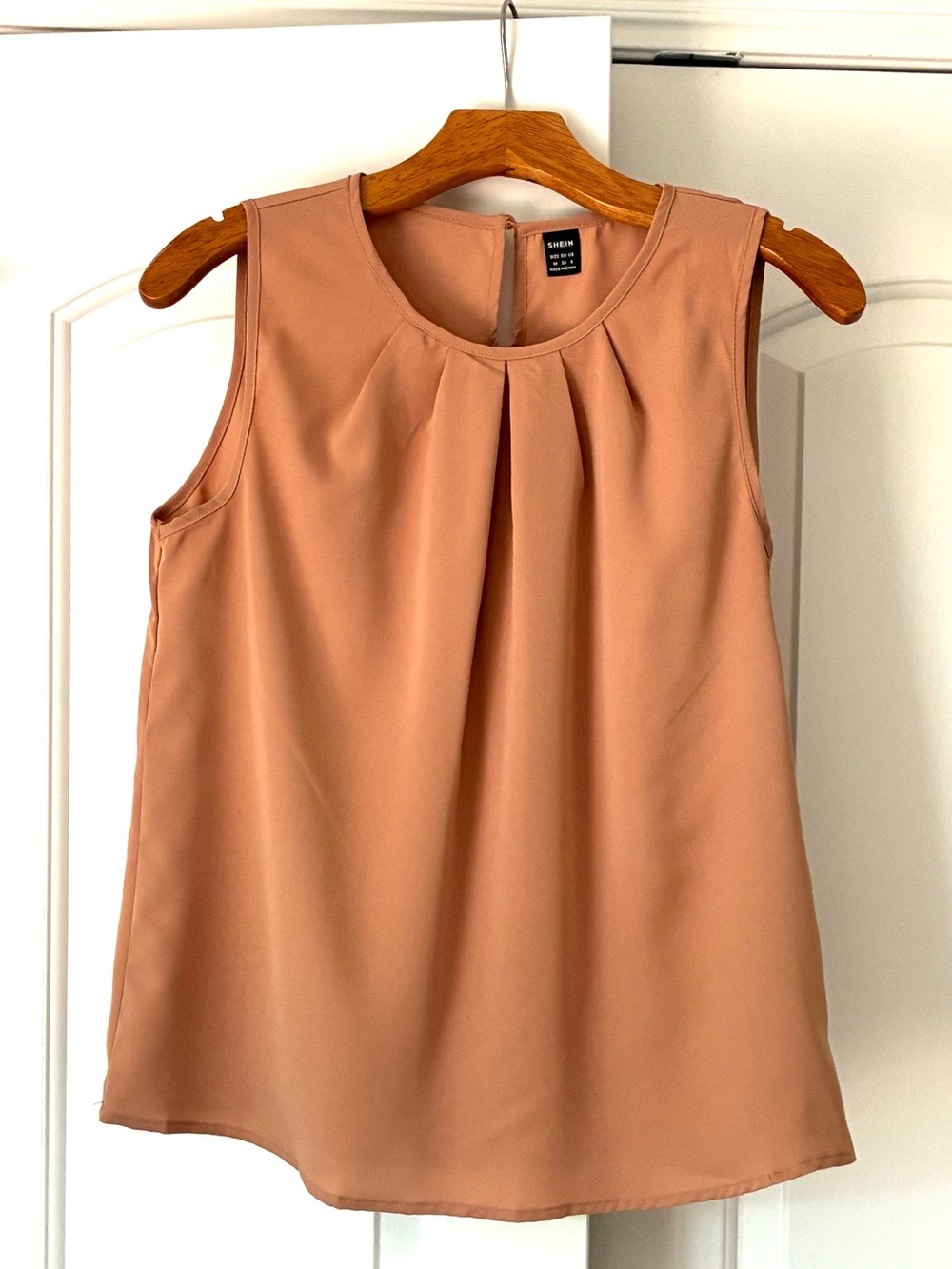 Never Been Worn Sleeveless Pleated Shell Top in Camel